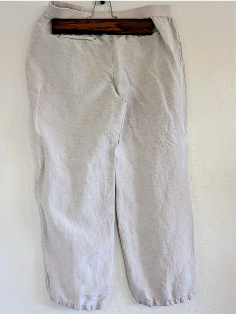 JM Collection Linen Blend Pants Beige Drawstring Waist Casual Lounge Size M - Picture 3 of 12